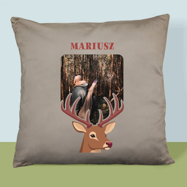 Zdjęcie I Podpis: Jeleń - Poduszka z Nadrukiem