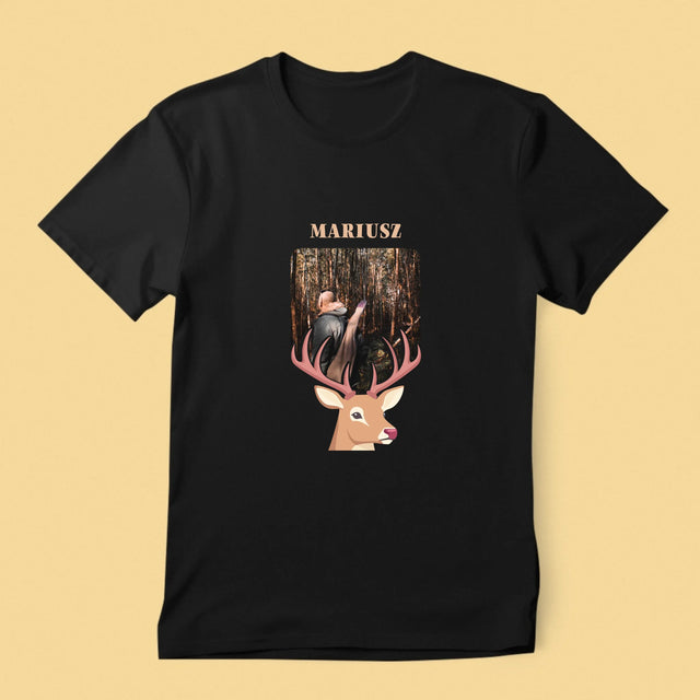 Zdjęcie I Podpis: Jeleń - Koszulka Męska z Nadrukiem