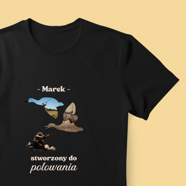Kształt Ze Zdjęć: Stworzony Do Polowania - Koszulka Męska z Nadrukiem