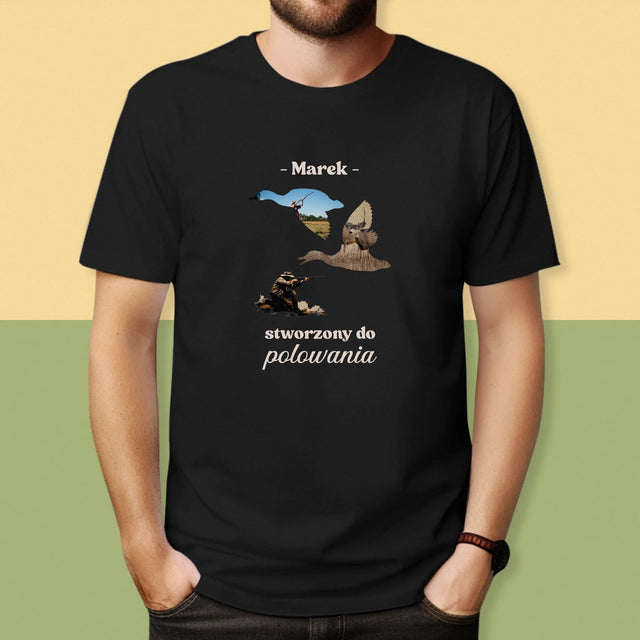 Kształt Ze Zdjęć: Stworzony Do Polowania - Koszulka Męska z Nadrukiem