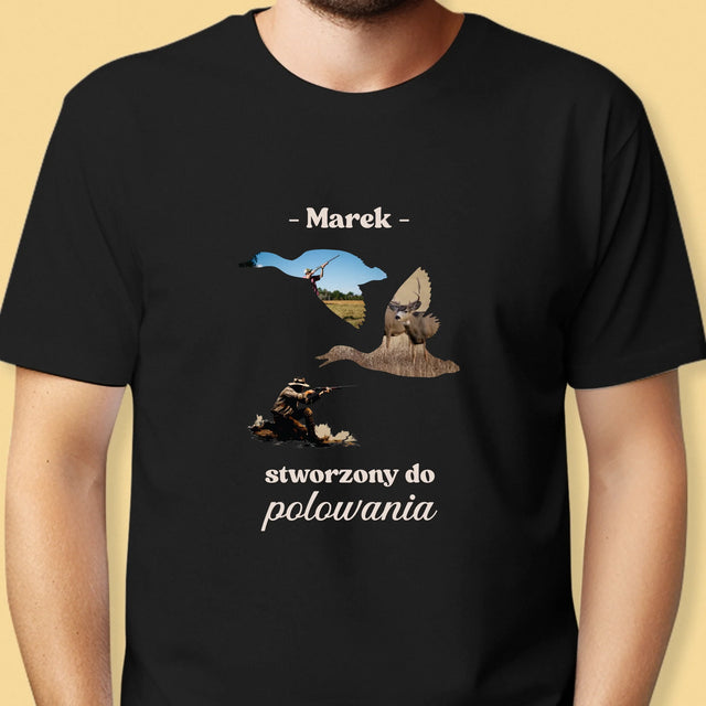 Kształt Ze Zdjęć: Stworzony Do Polowania - Koszulka Męska z Nadrukiem