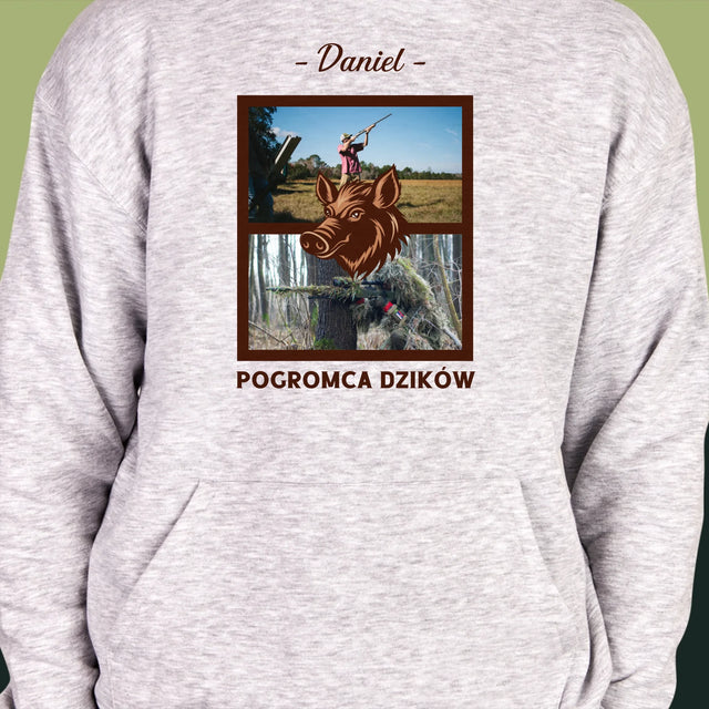 Fotokolaż: Pogromca Dzików - Bluza Męska Z Kapturem