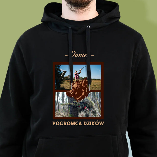 Fotokolaż: Pogromca Dzików - Bluza Męska Z Kapturem