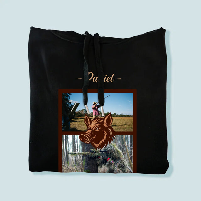 Fotokolaż: Pogromca Dzików - Bluza Męska Z Kapturem