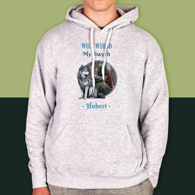 Zdjęcie I Podpis: Wilk Wśród Myśliwych - Bluza Męska Z Kapturem