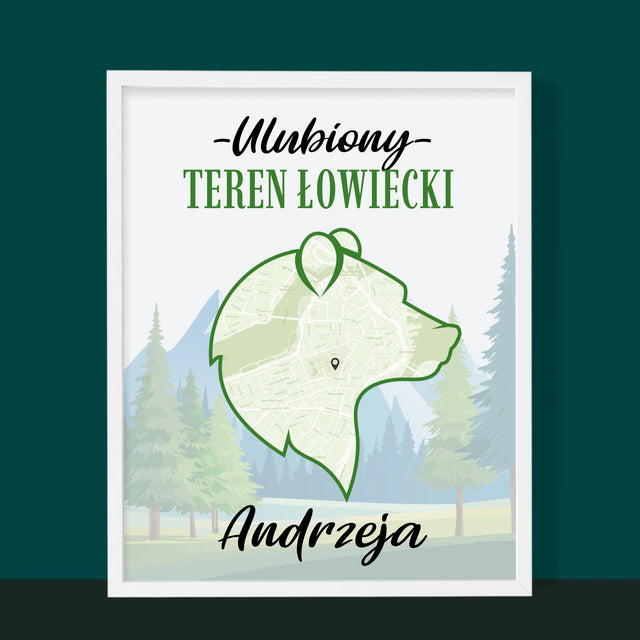Mapa Miasta: Ulubiony Teren Łowiecki - Wydruk Obramowany