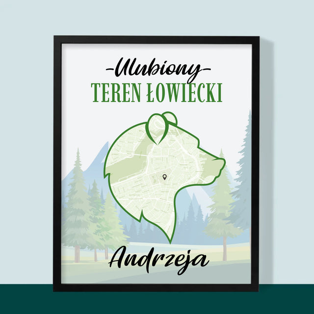 Mapa Miasta: Ulubiony Teren Łowiecki - Wydruk Obramowany