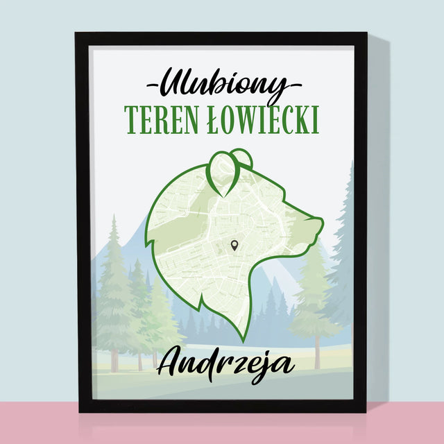 Mapa Miasta: Ulubiony Teren Łowiecki - Wydruk Obramowany