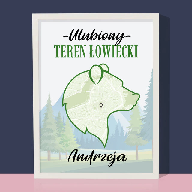 Mapa Miasta: Ulubiony Teren Łowiecki - Wydruk Obramowany