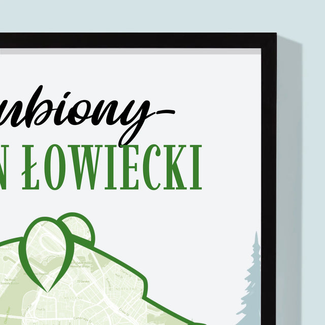 Mapa Miasta: Ulubiony Teren Łowiecki - Wydruk Obramowany