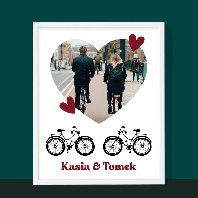 Zdjęcie I Podpis: Rowerowa Para - Wydruk Obramowany