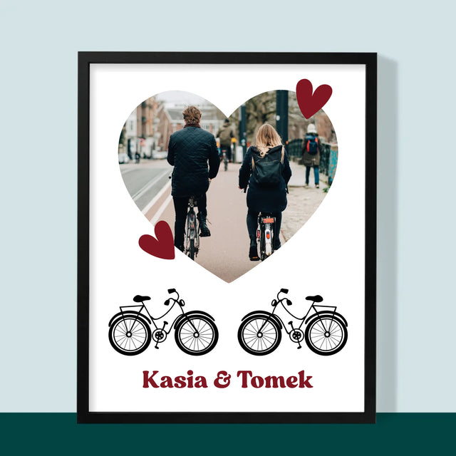 Zdjęcie I Podpis: Rowerowa Para - Wydruk Obramowany