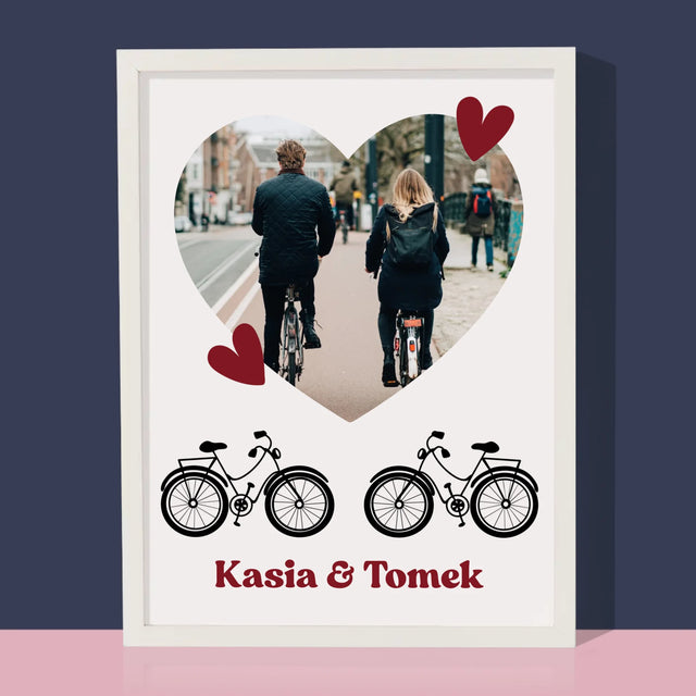 Zdjęcie I Podpis: Rowerowa Para - Wydruk Obramowany