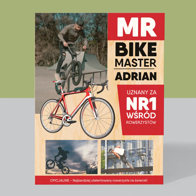 Okładka Magazynu: Mr Bike Master - Wydruk Na Drewnie