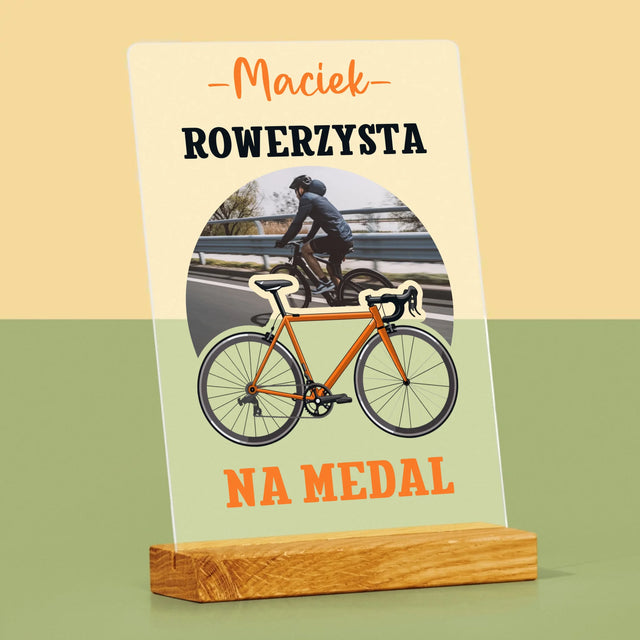 Zdjęcie I Podpis: Rowerzysta Na Medal - Wydruk Na Szkle Akrylowym