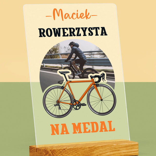 Zdjęcie I Podpis: Rowerzysta Na Medal - Wydruk Na Szkle Akrylowym
