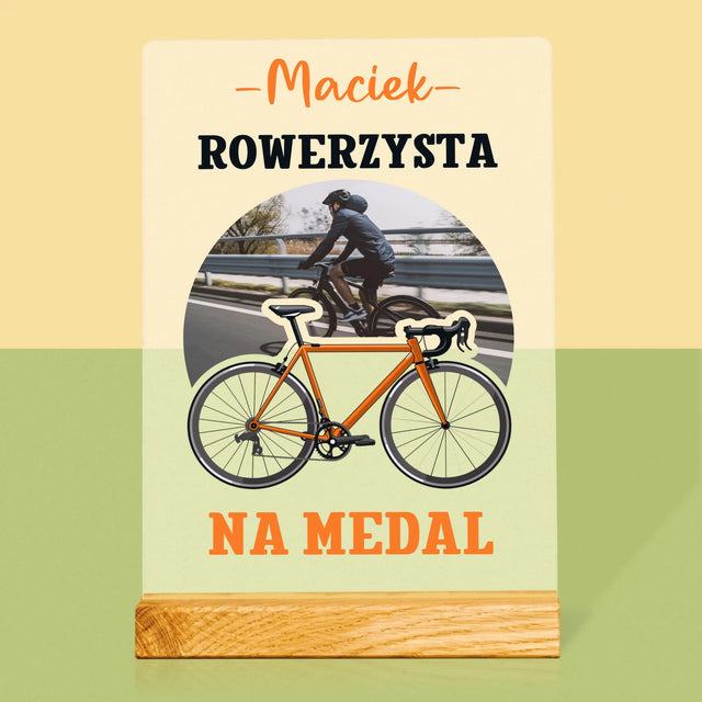 Zdjęcie I Podpis: Rowerzysta Na Medal - Wydruk Na Szkle Akrylowym