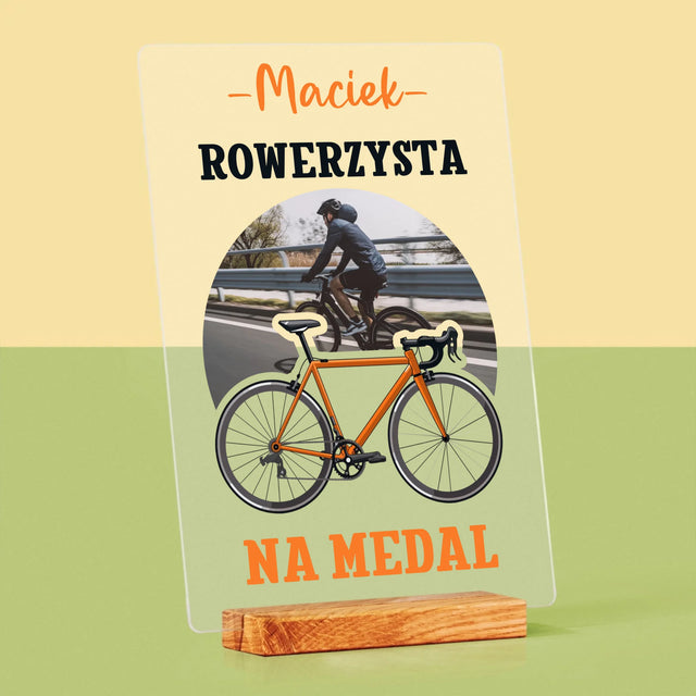 Zdjęcie I Podpis: Rowerzysta Na Medal - Wydruk Na Szkle Akrylowym
