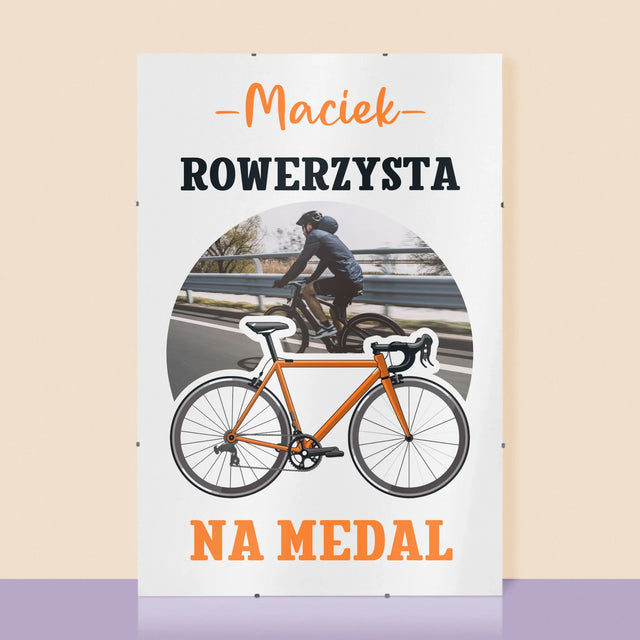 Zdjęcie I Podpis: Rowerzysta Na Medal - Personalizowany Plakat