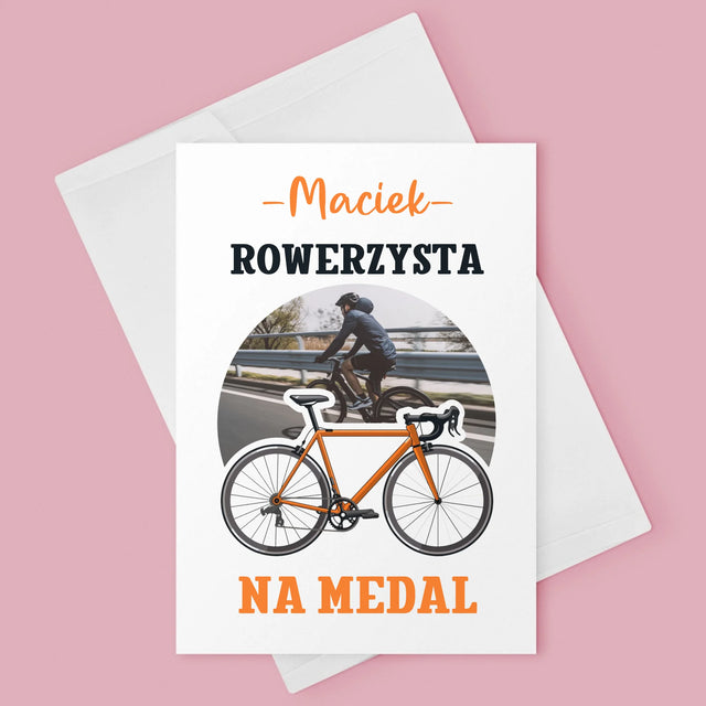 Zdjęcie I Podpis: Rowerzysta Na Medal - Kartka z Życzeniami
