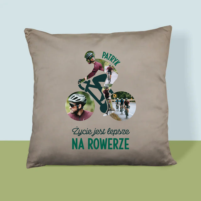 Kształt Ze Zdjęć: Życie Jest Lepsze Na Rowerze - Poduszka z Nadrukiem