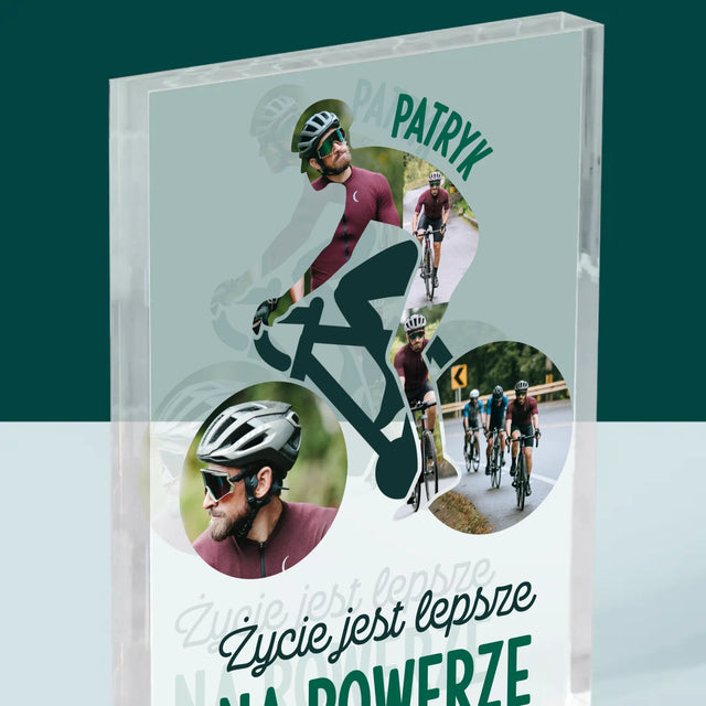 Kształt Ze Zdjęć: Życie Jest Lepsze Na Rowerze - Blok Akrylowy z Nadrukiem