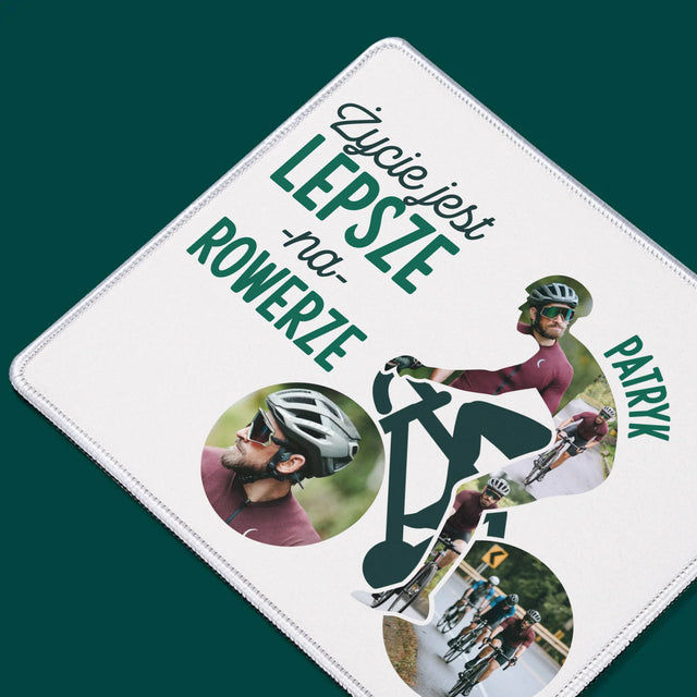 Kształt Ze Zdjęć: Życie Jest Lepsze Na Rowerze - Podkładka Pod Myszkę