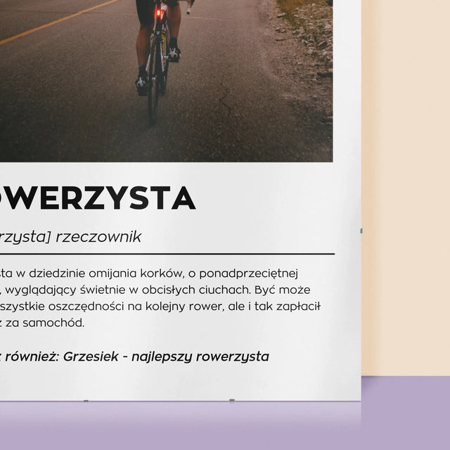 Zdjęcie I Podpis: Rowerzysta Definicja - Personalizowany Plakat