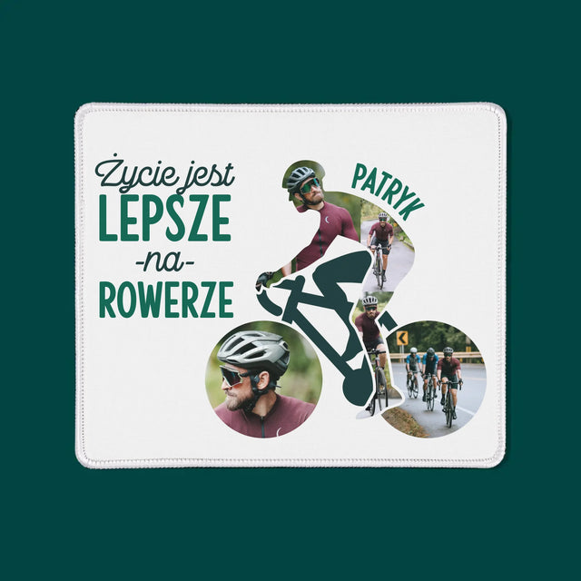 Kształt Ze Zdjęć: Życie Jest Lepsze Na Rowerze - Podkładka Pod Myszkę