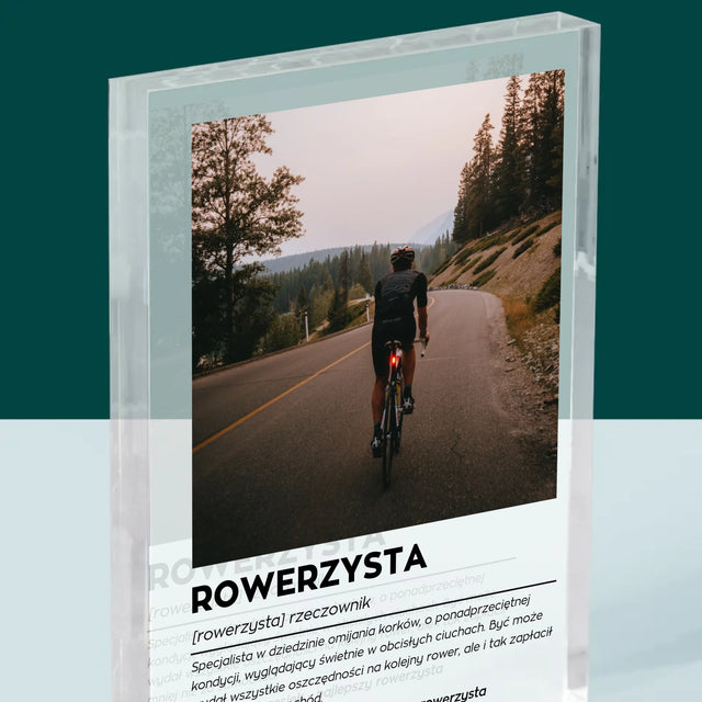 Zdjęcie I Podpis: Rowerzysta Definicja - Blok Akrylowy z Nadrukiem