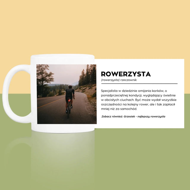 Zdjęcie I Podpis: Rowerzysta Definicja - Kubek z Nadrukiem