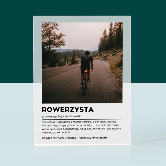Zdjęcie I Podpis: Rowerzysta Definicja - Blok Akrylowy z Nadrukiem