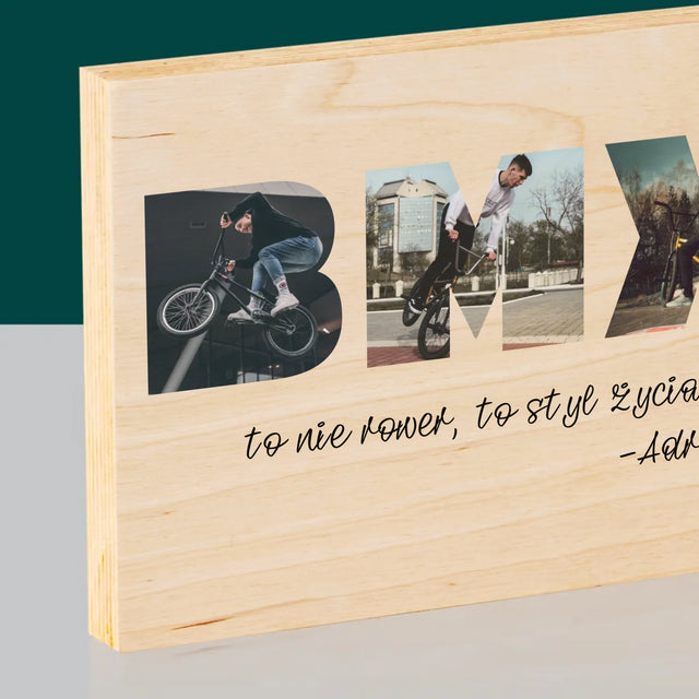Słowo Ze Zdjęć: Bmx - Wydruk Na Drewnie