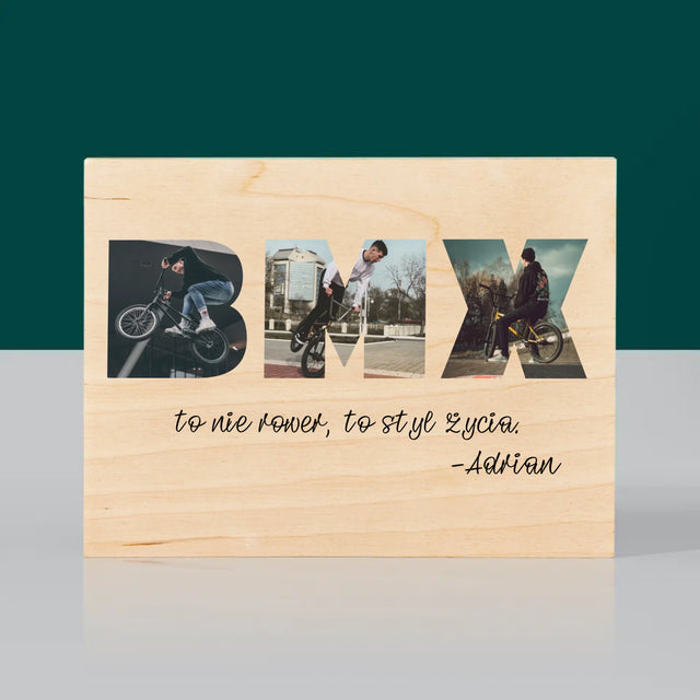 Słowo Ze Zdjęć: Bmx - Wydruk Na Drewnie