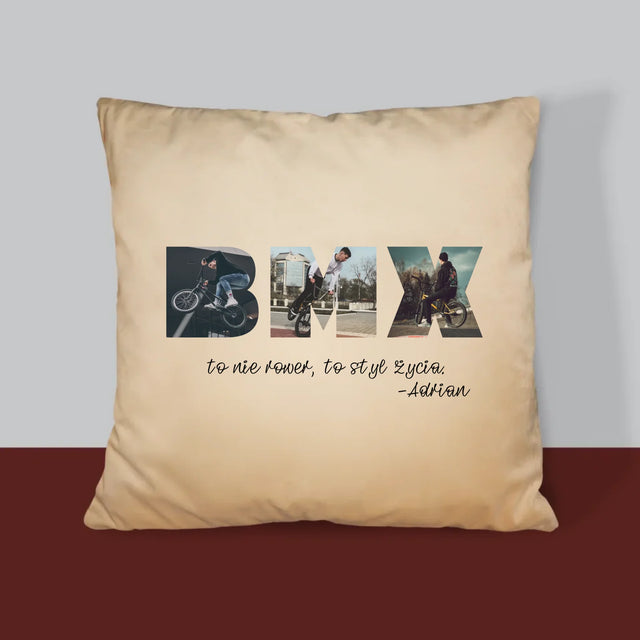 Słowo Ze Zdjęć: Bmx - Poduszka z Nadrukiem