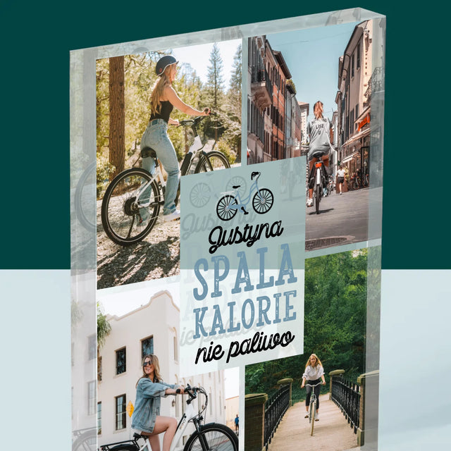 Fotokolaż: Spala Kalorie, Nie Paliwo - Blok Akrylowy z Nadrukiem