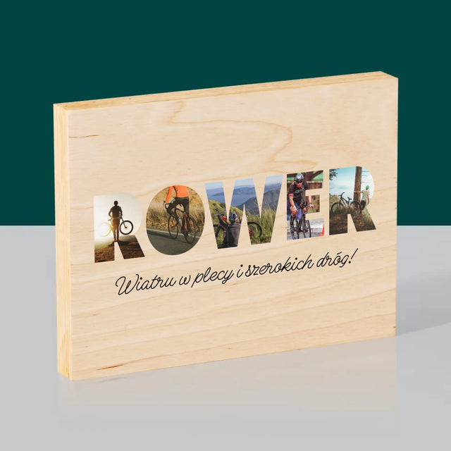 Słowo Ze Zdjęć: Rower - Wydruk Na Drewnie