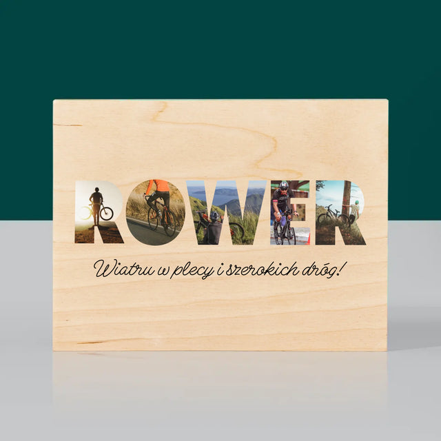 Słowo Ze Zdjęć: Rower - Wydruk Na Drewnie