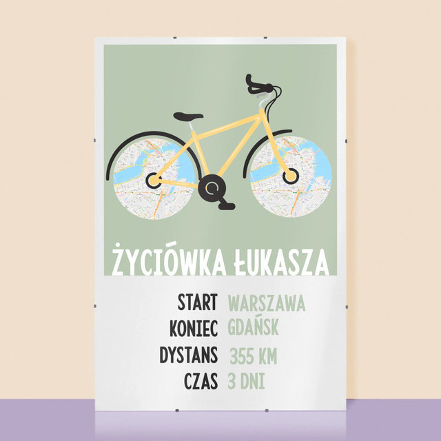 Mapa Miasta: Rowerowa Życiówka - Personalizowany Plakat