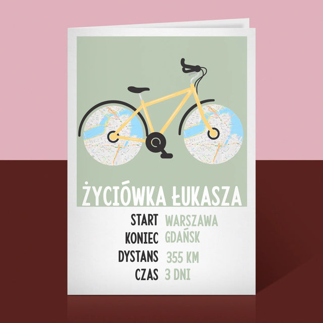 Mapa Miasta: Rowerowa Życiówka - Kartka z Życzeniami