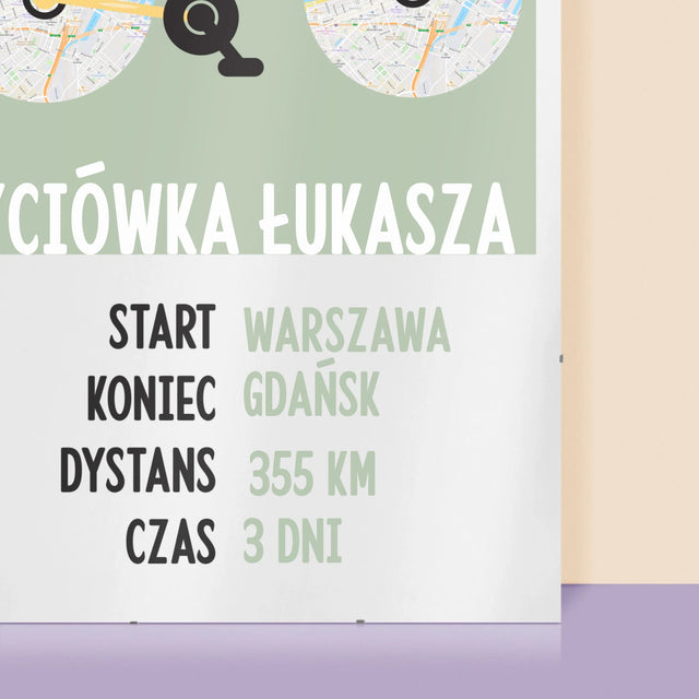 Mapa Miasta: Rowerowa Życiówka - Personalizowany Plakat