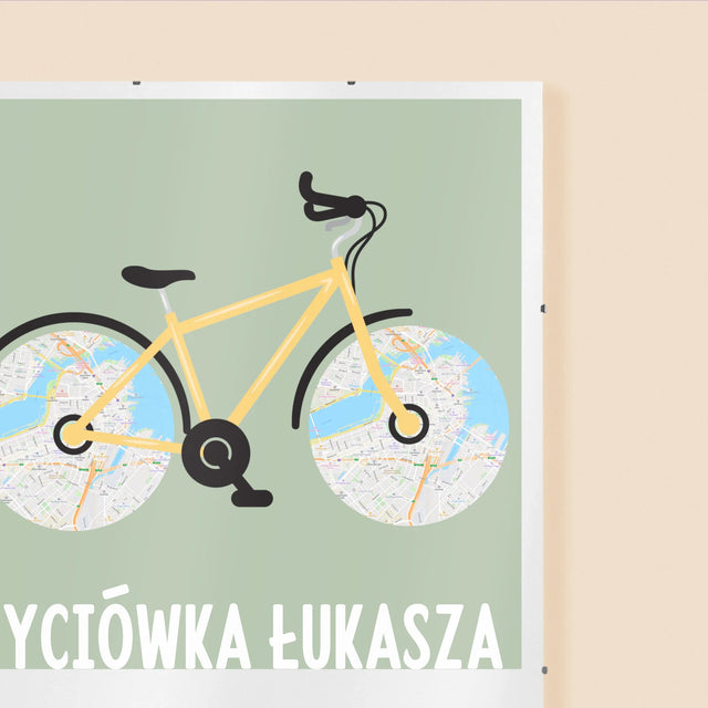 Mapa Miasta: Rowerowa Życiówka - Personalizowany Plakat