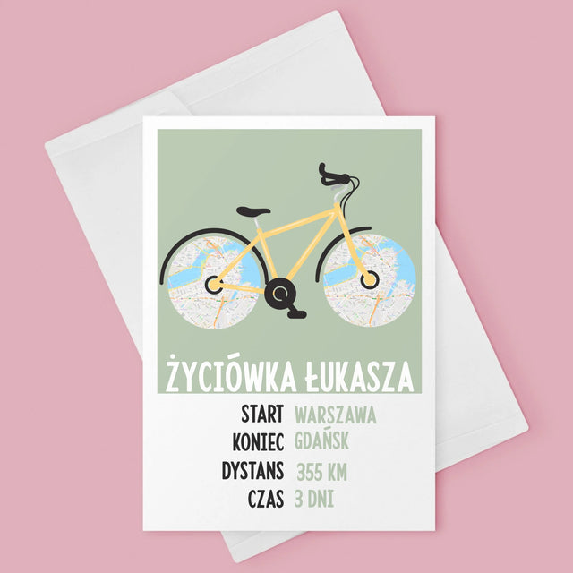 Mapa Miasta: Rowerowa Życiówka - Kartka z Życzeniami