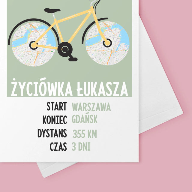 Mapa Miasta: Rowerowa Życiówka - Kartka z Życzeniami