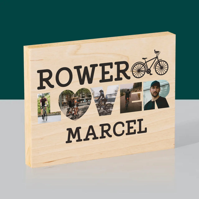 Słowo Ze Zdjęć: Rower Lover - Wydruk Na Drewnie