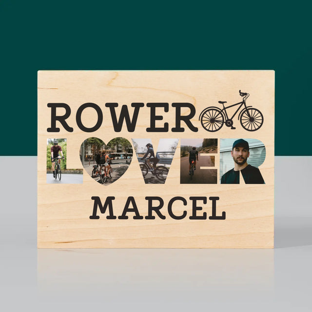 Słowo Ze Zdjęć: Rower Lover - Wydruk Na Drewnie