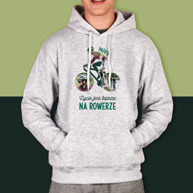 Kształt Ze Zdjęć: Życie Jest Lepsze Na Rowerze - Bluza Męska z Kapturem