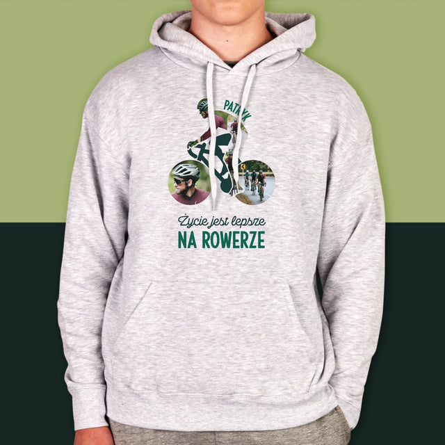 Kształt Ze Zdjęć: Życie Jest Lepsze Na Rowerze - Bluza Męska z Kapturem