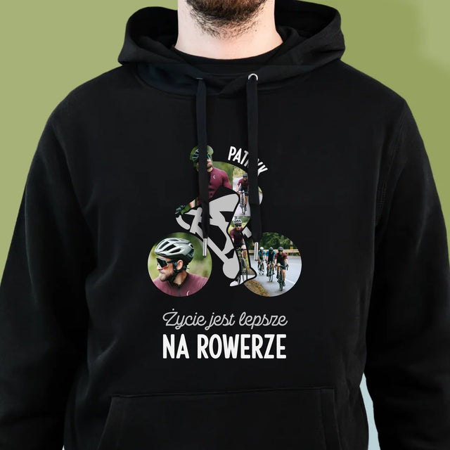 Kształt Ze Zdjęć: Życie Jest Lepsze Na Rowerze - Bluza Męska z Kapturem