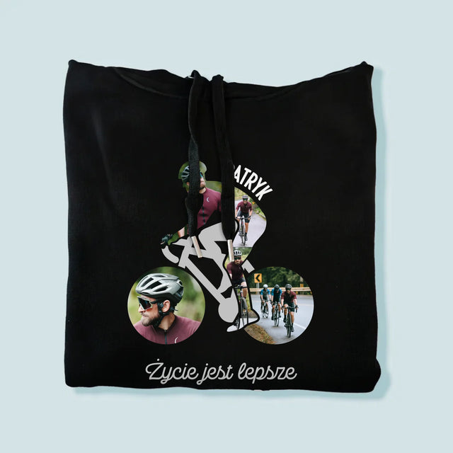 Kształt Ze Zdjęć: Życie Jest Lepsze Na Rowerze - Bluza Męska z Kapturem